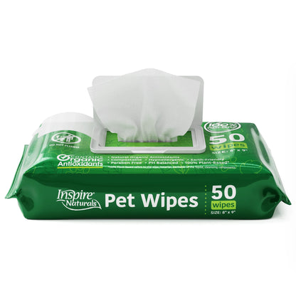 Natural Pet Wipes – 100% Plant-Based with Organic Antioxidants, Perfect for Dogs & Cats