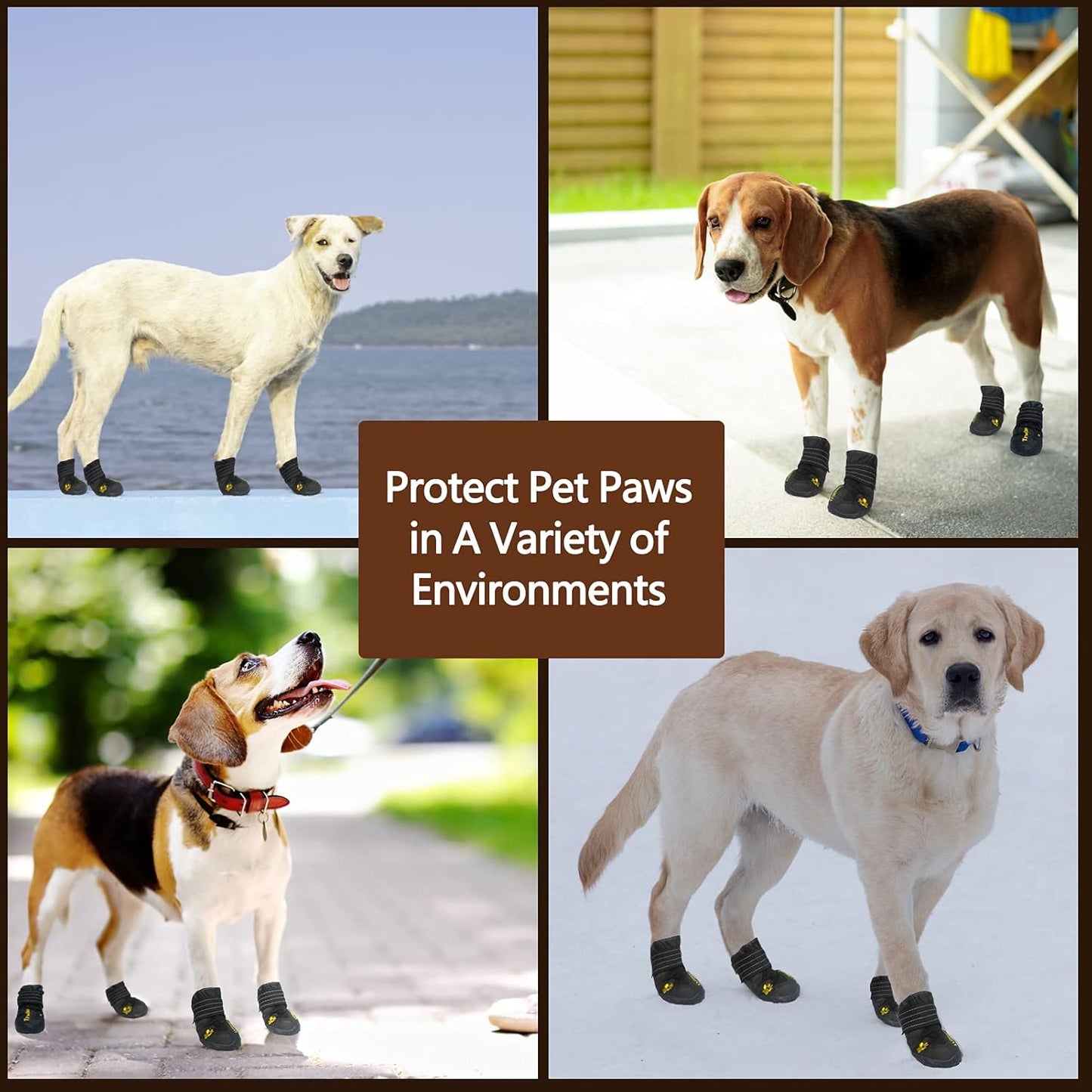 Expawlorer 4PCS Anti-Slip Dog Shoes – Waterproof, Reflective Booties for All Breeds