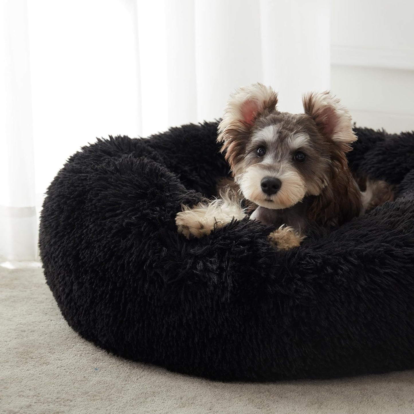 Calming Dog Bed & Cat Bed, Anti-Anxiety Donut Dog Cuddler Bed