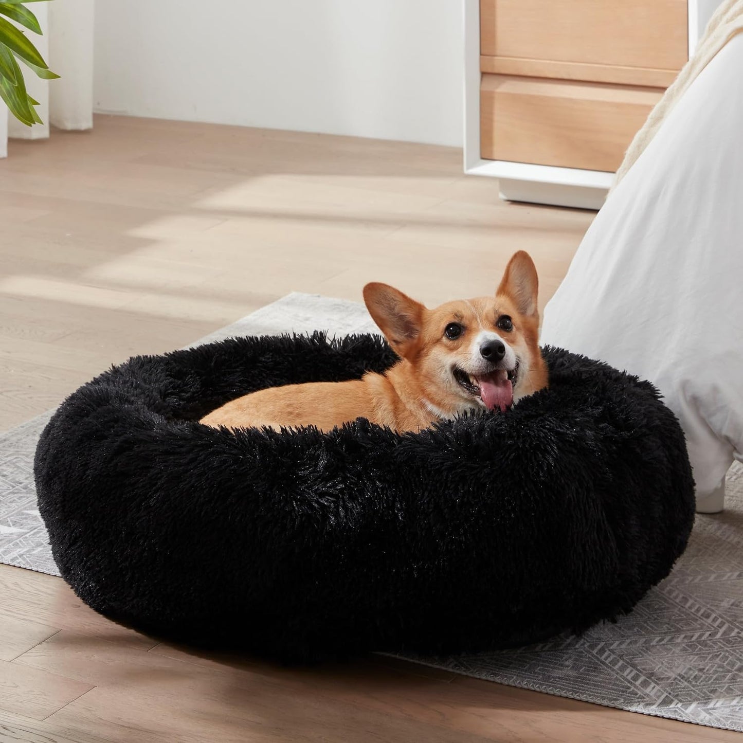 Calming Dog Bed & Cat Bed, Anti-Anxiety Donut Dog Cuddler Bed