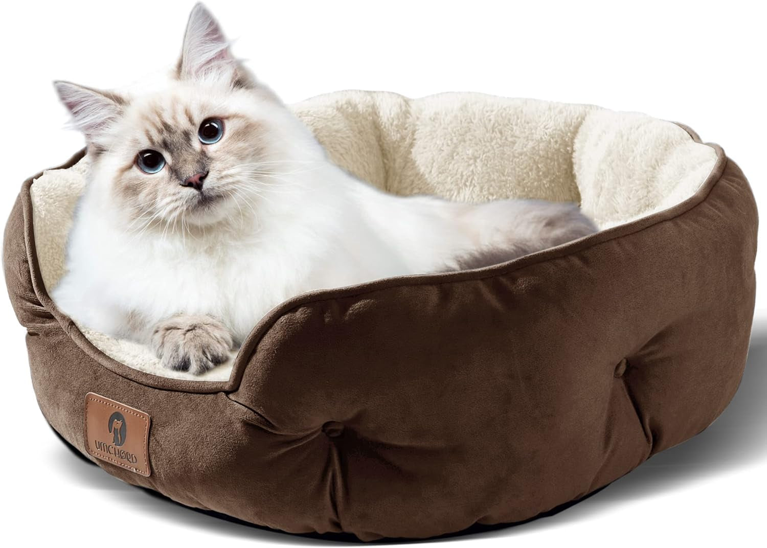 Ultra-Soft Small Dog Bed & Cat Bed – Cozy 20" Pet Bed for Puppies & Kittens, Machine Washable, Anti-Slip & Water-Resistant Oxford Bottom, Brown